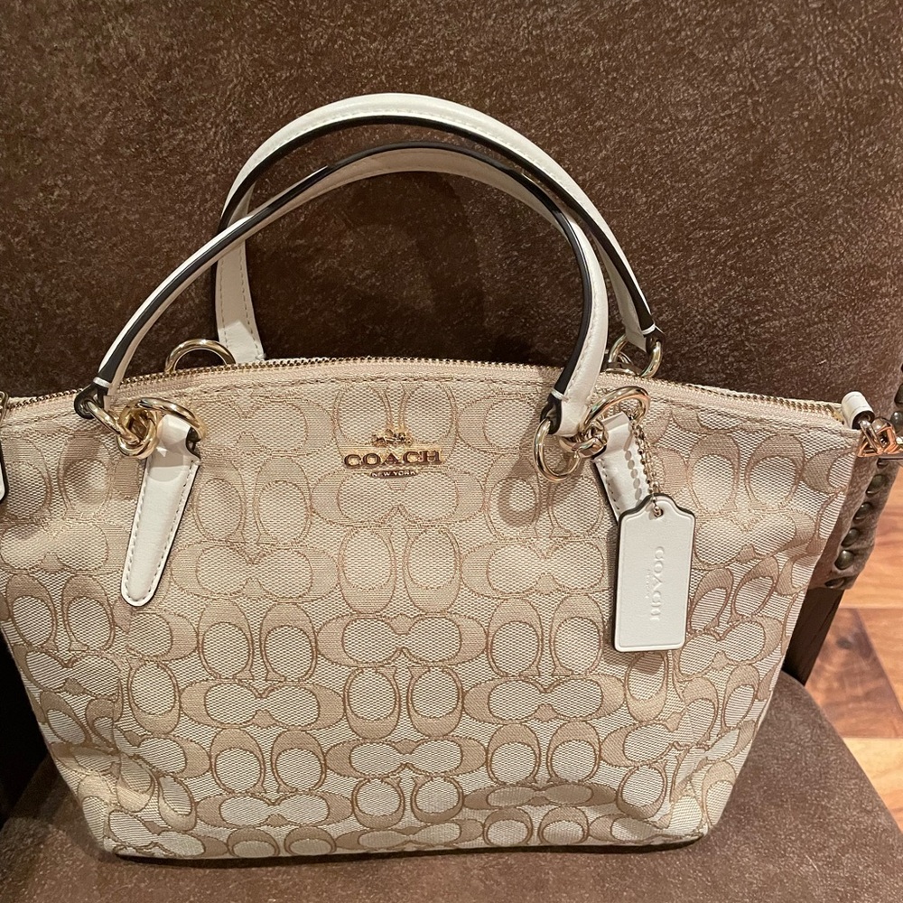 Coach Cream Signature Purse - Picture 2 of 7